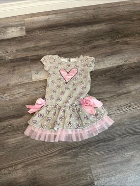 Youngland Girls Pink Heart Bow Tutu Dress